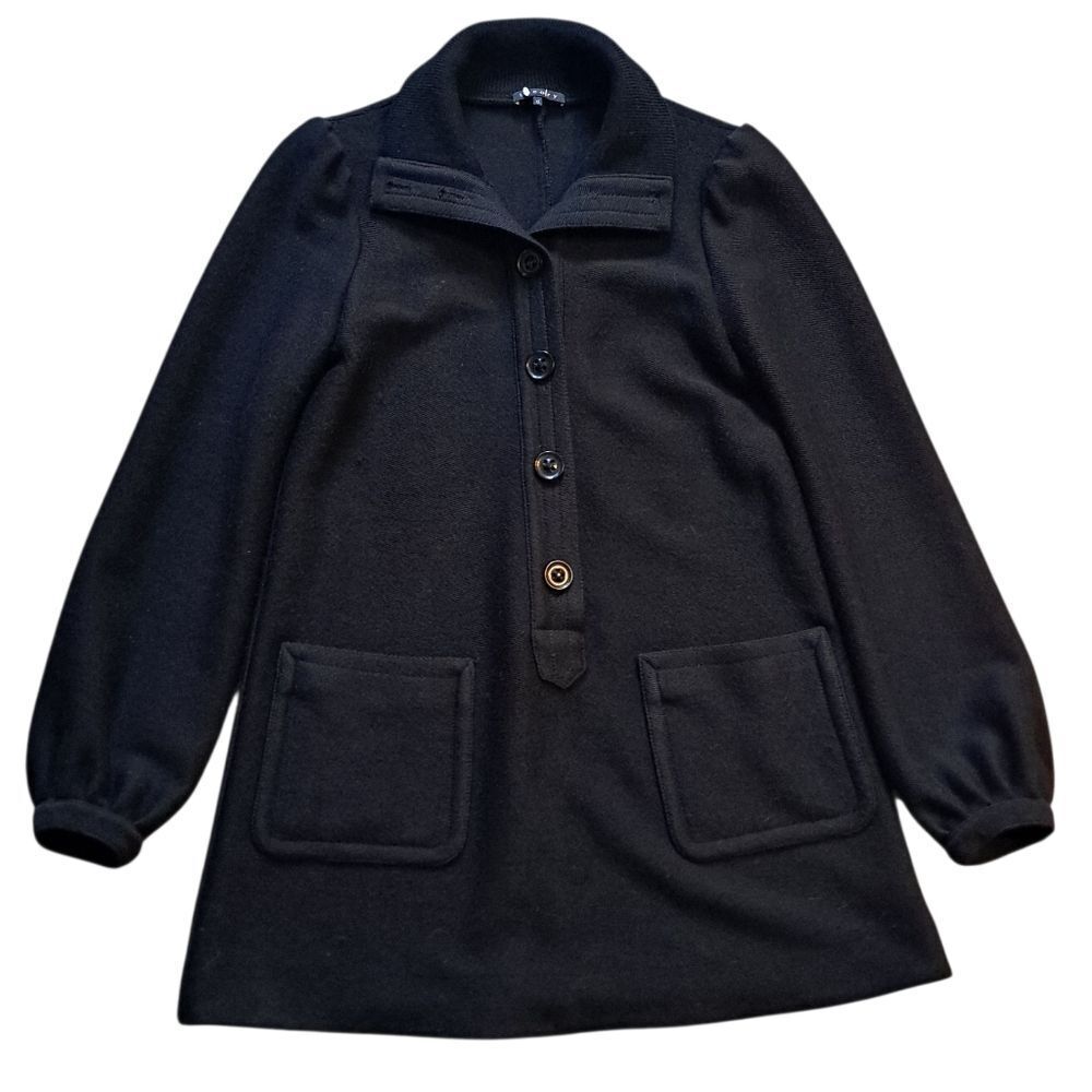 Theory Wool Blend Button-Up Coat Preppy Goth School Girl Size 0 Black